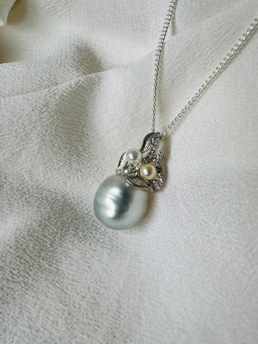 Nerissa- White Southsea Baroque Pearl pendant