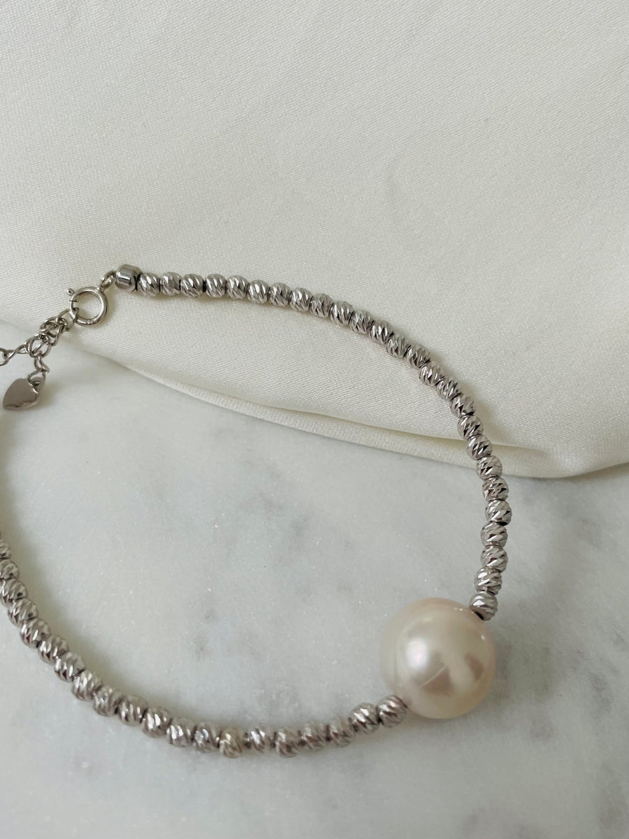 Silver Edison Pearl Bracelet