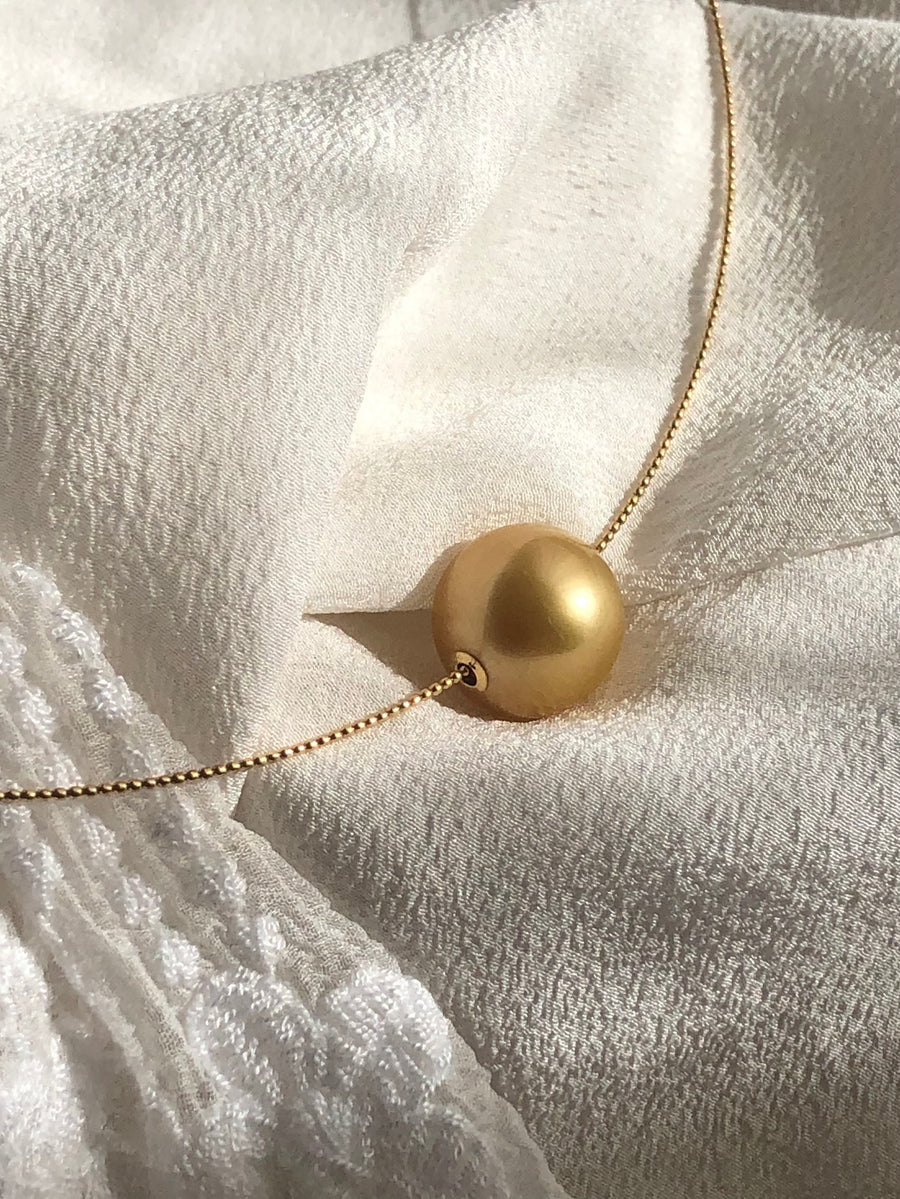 Golden South Sea Pearl Omega Chain Floating Necklace