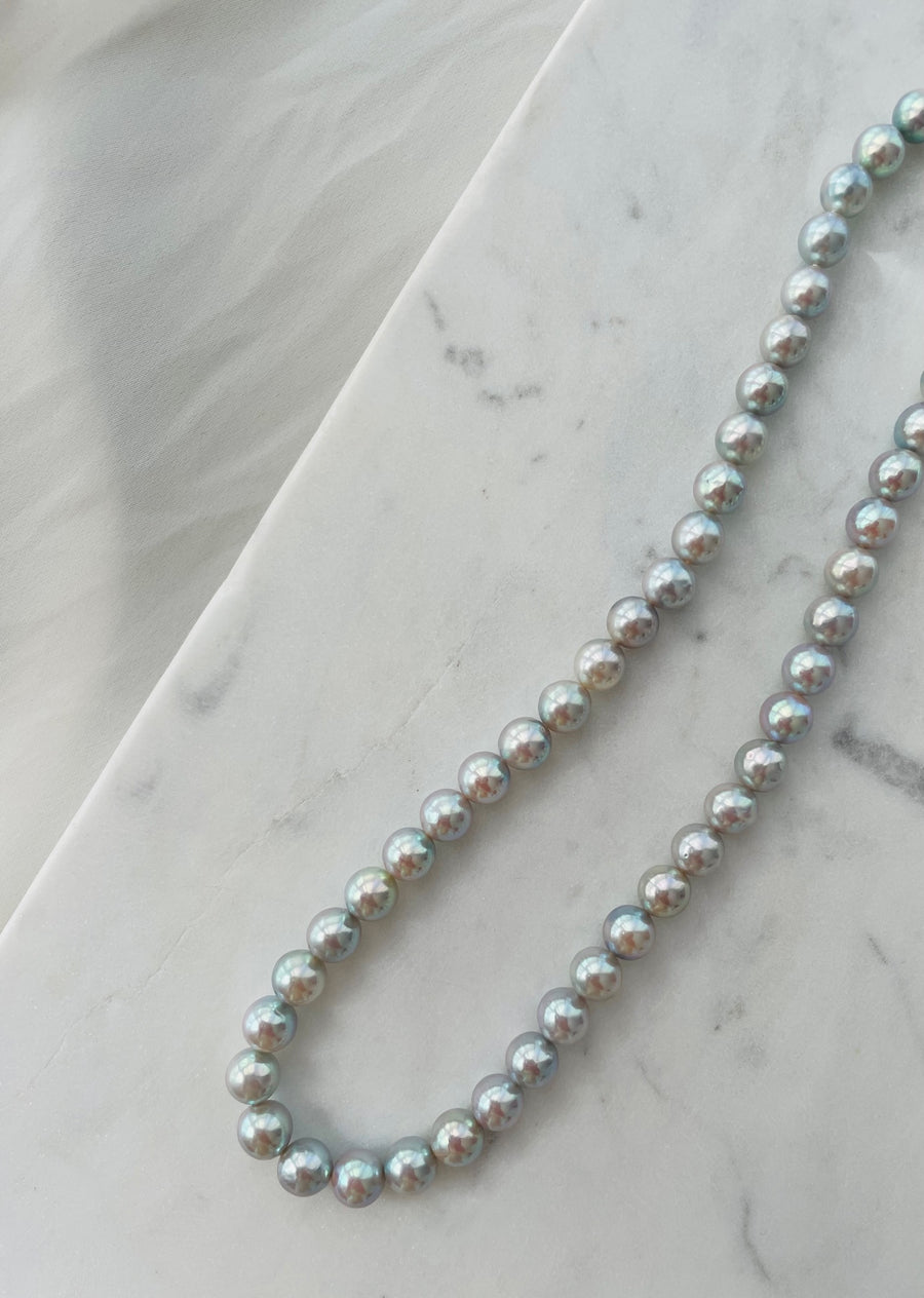 Silver Blue 7.5mm Akoya Pearl Necklace