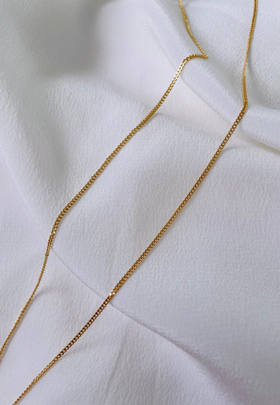 18ct Yellow Gold Thin Miami Cuban Link Chain - width 1mm