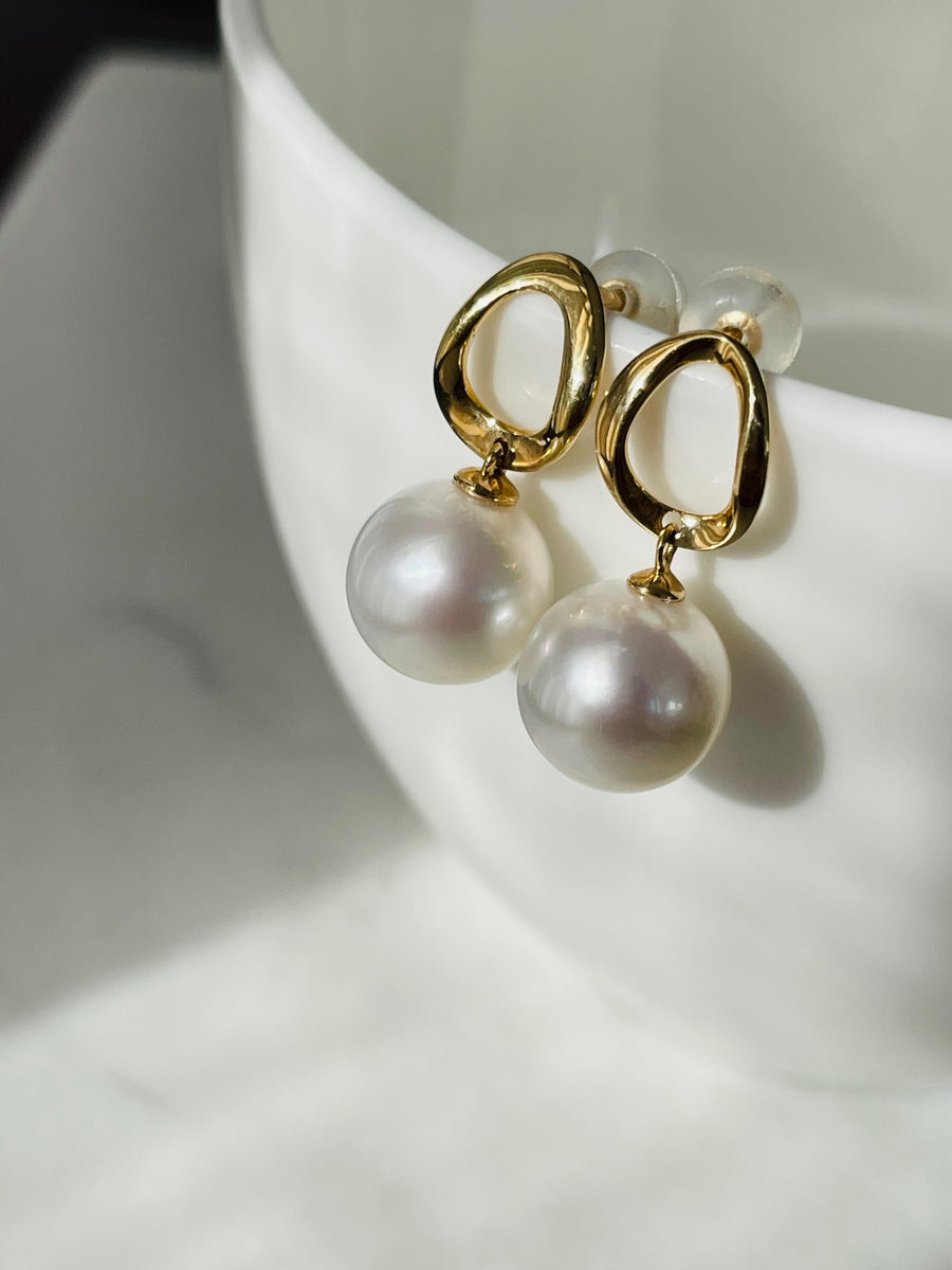 18k White Gold White South Sea Pearl Drop Earrings