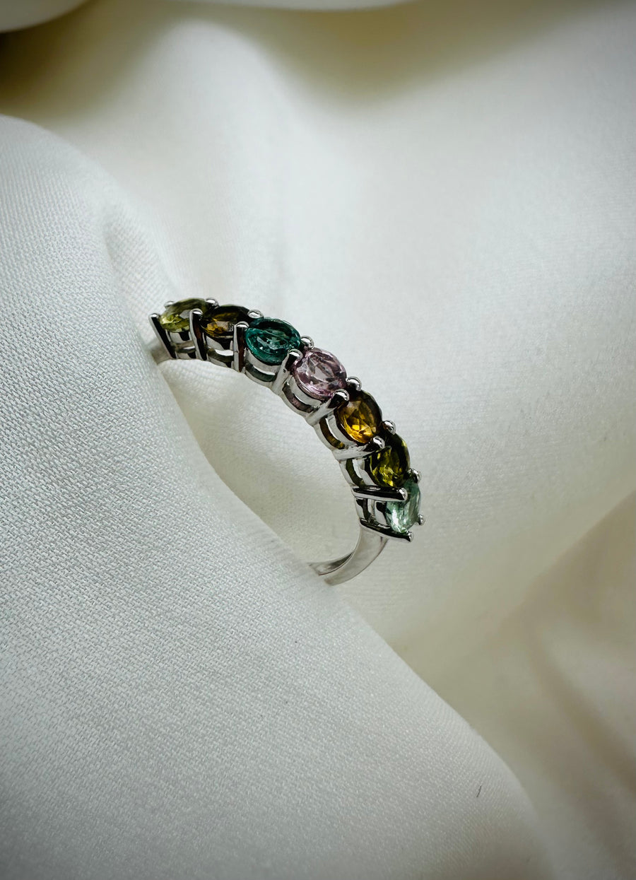 Melody - 18ct White Gold Multi Colour Tourmaline Ring