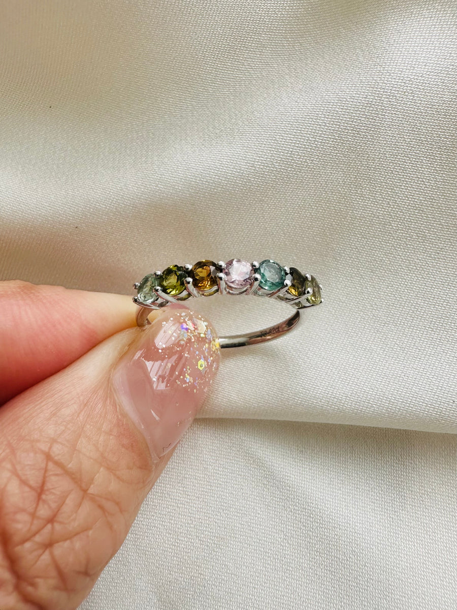 Melody - 18ct White Gold Multi Colour Tourmaline Ring