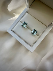 Agata - 18k White Gold Aquamarine Earring Studs