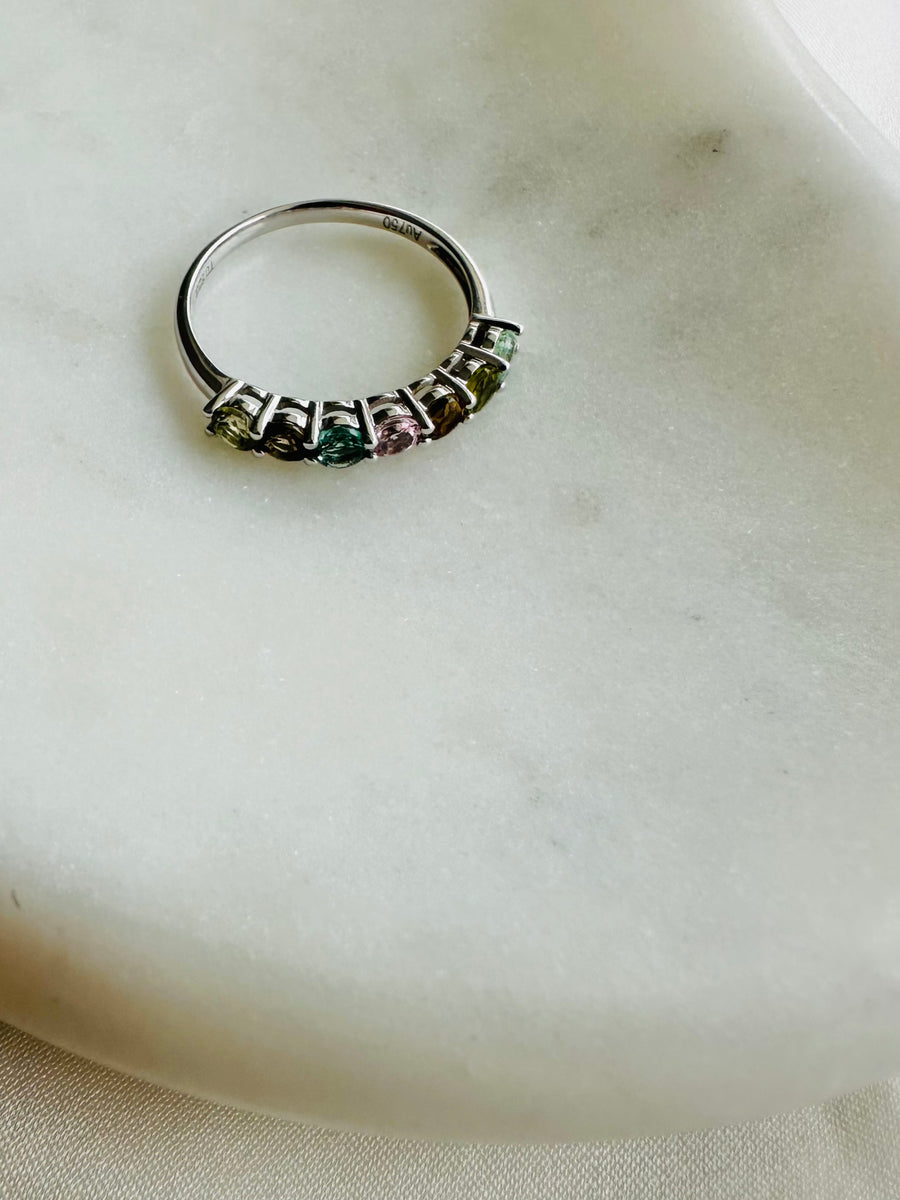 Melody - 18ct White Gold Multi Colour Tourmaline Ring