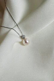 Japanese Akoya Pearl 18ct White Gold Bezel Diamond Pendant