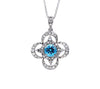 Dahlia - 18ct White Gold Blue Topaz Diamond Pendant