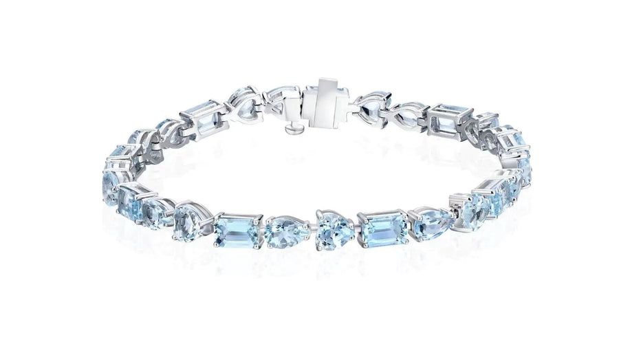 Multi Shape Aquamarine Tennis Bracelet