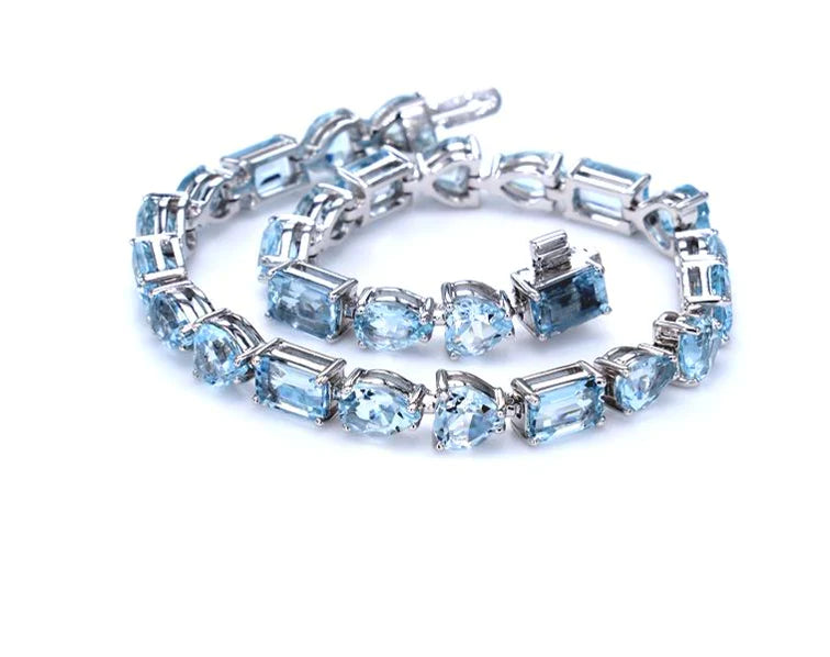 Multi Shape Aquamarine Tennis Bracelet