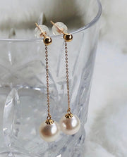 18ct Rose Gold Akoya Pearl Drop Earrings