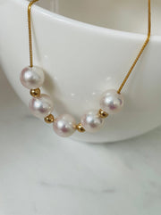 18ct Yellow Gold Akoya Pearl Floating Necklace