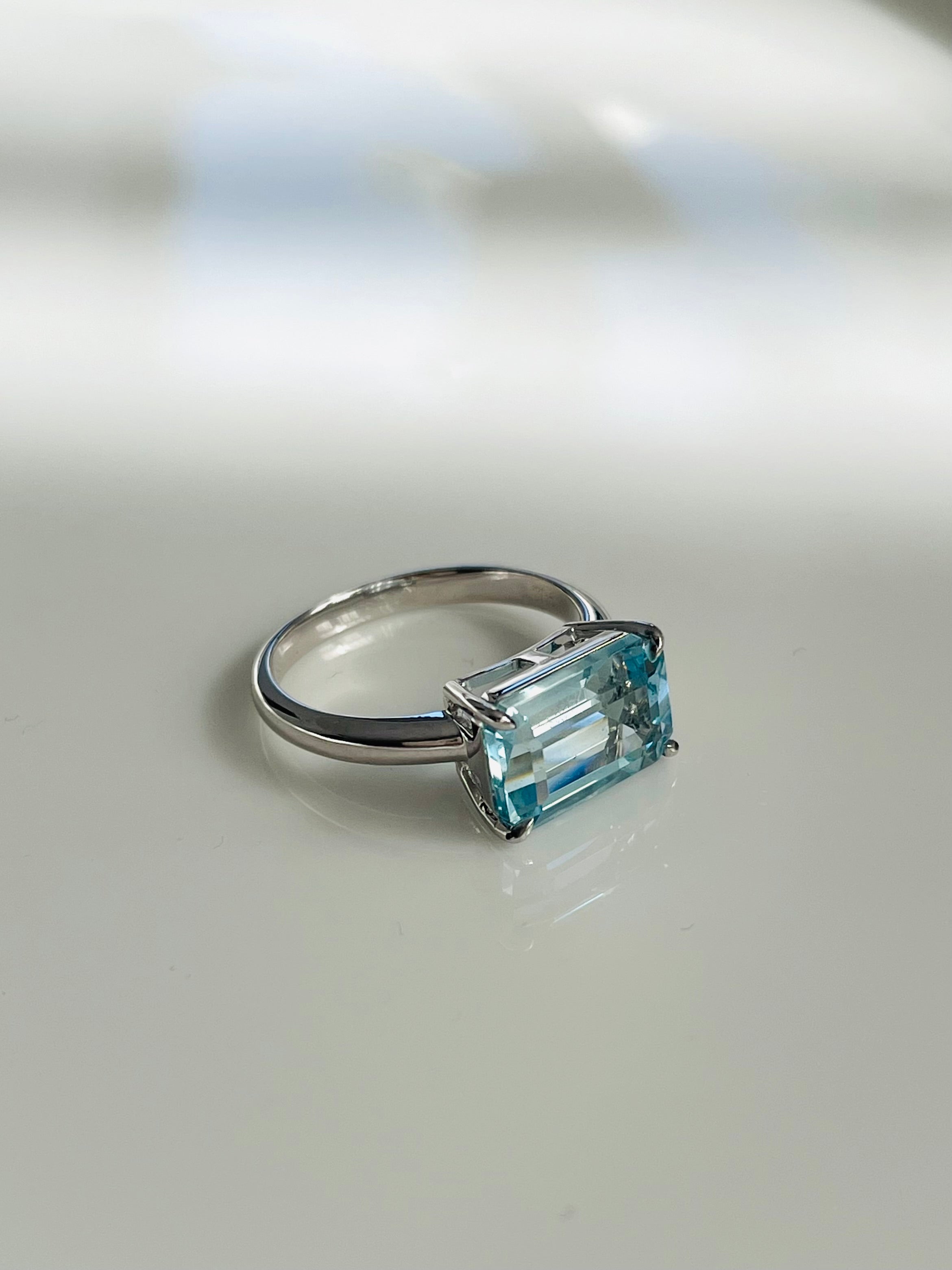 Aquamarine and deals emerald ring