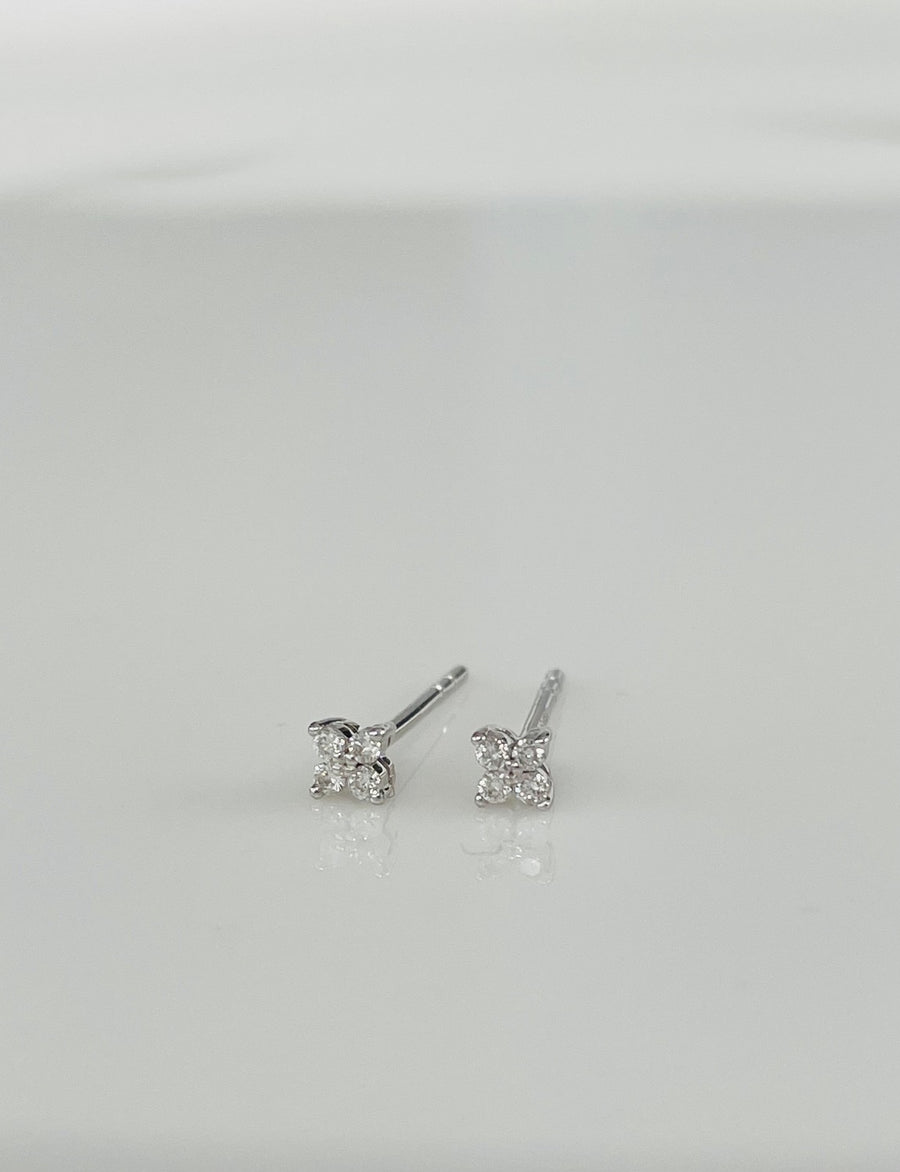 Single white stone gold outlet earrings