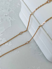 18ct Rose Gold Diamond Beaded necklace chain - 50 cm