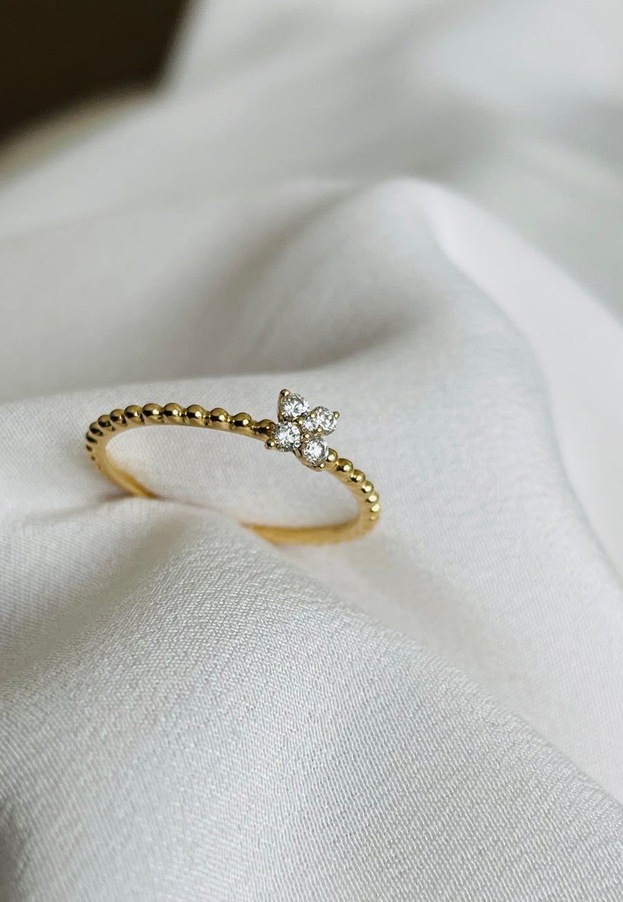 18ct Yellow Gold Clover Diamond Ring - Eileen