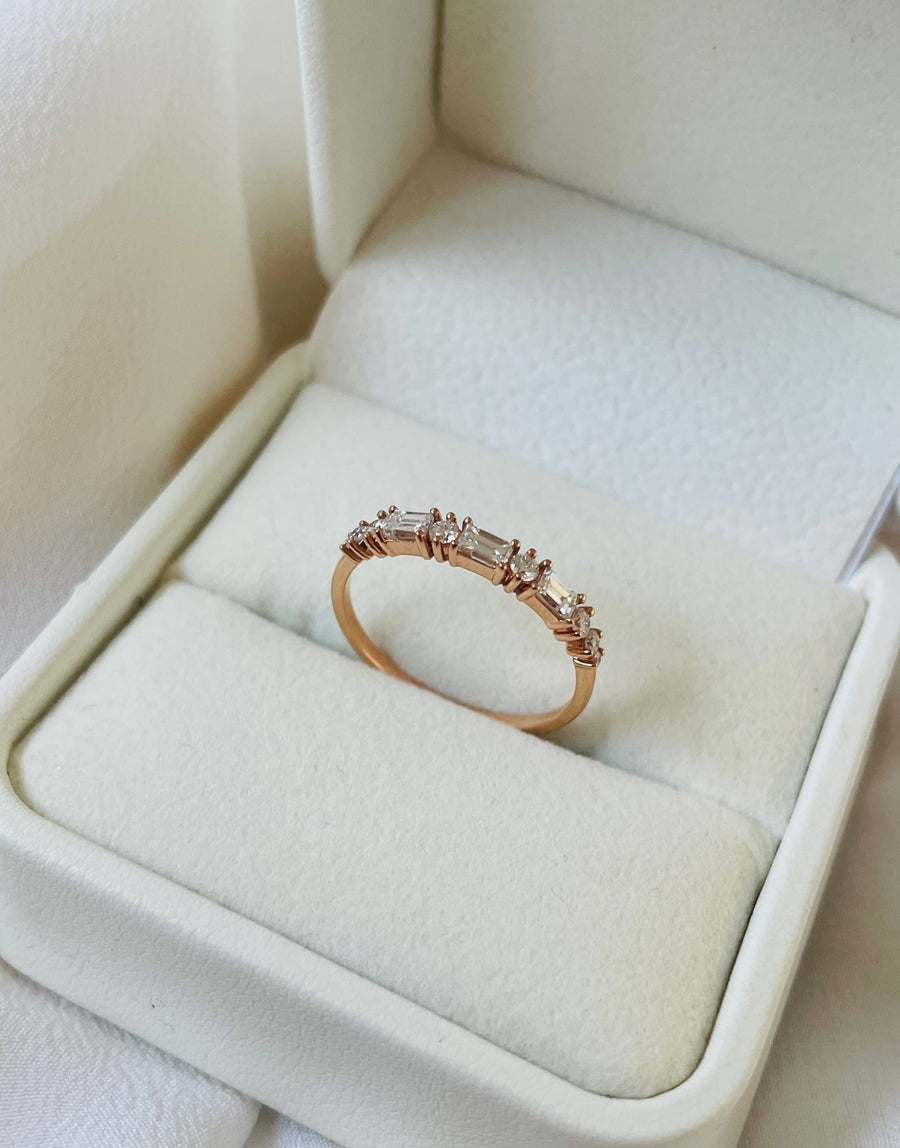 Eloise -18ct Rose Gold Baguette Diamond Ring