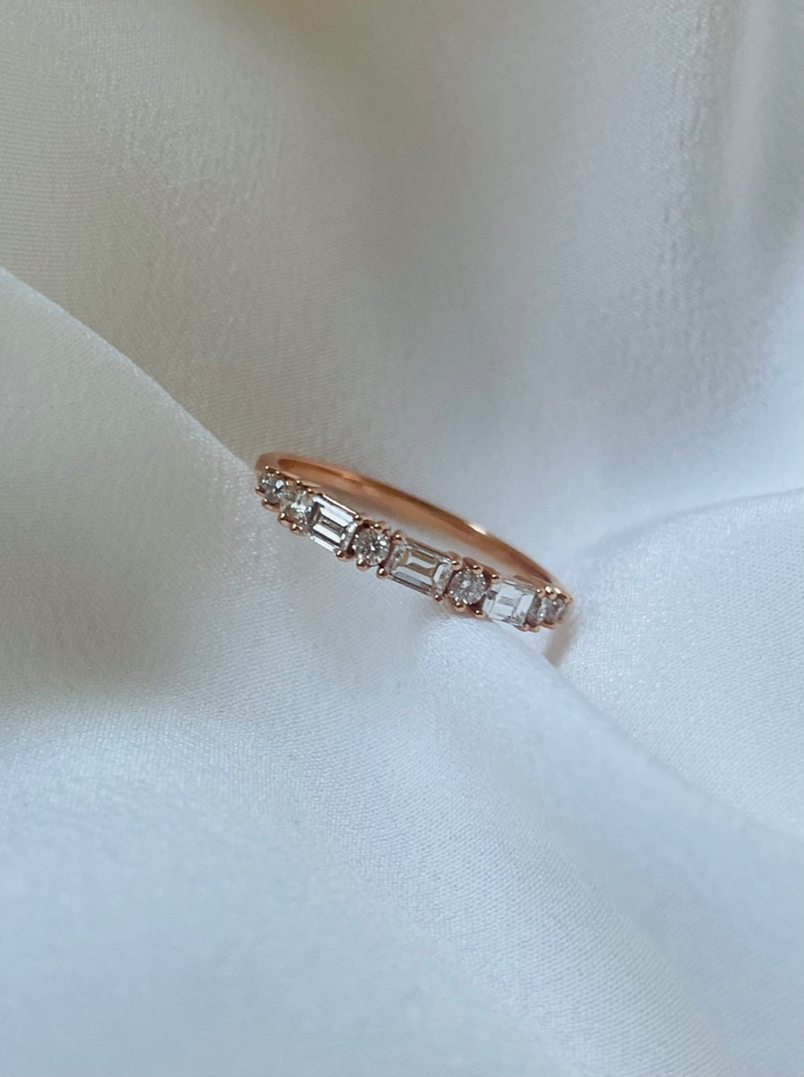 Eloise -18ct Rose Gold Baguette Diamond Ring