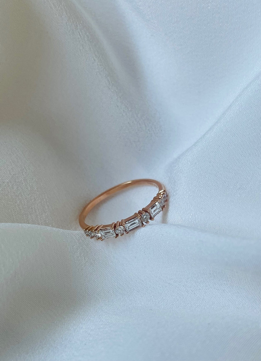 Eloise -18ct Rose Gold Baguette Diamond Ring