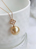 18ct Rose Gold 13.9mm Golden South Sea Pearl Diamond Pendant