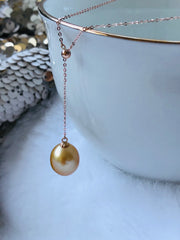 Golden South Sea Pearl Necklace with 18ct Rose Gold adjustable chain