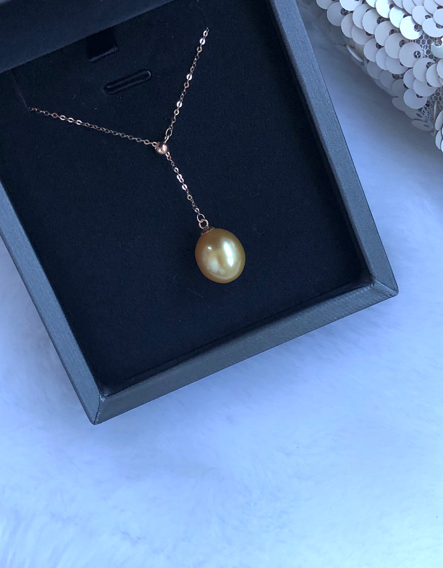 Golden South Sea Pearl Necklace with 18ct Rose Gold adjustable chain