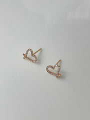 18ct Rose Gold Diamond Love Heart Earring Studs