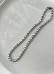 Silver Blue 7.5mm Akoya Pearl Necklace