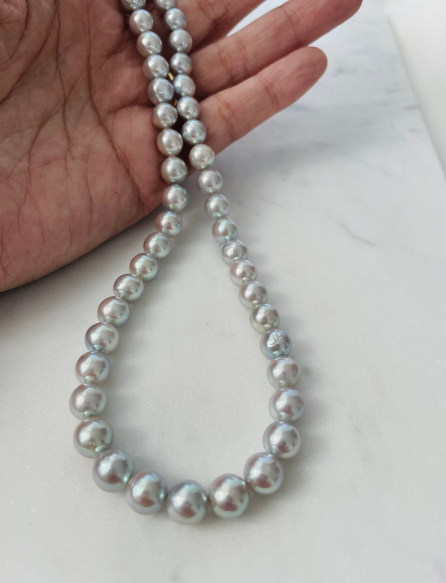 Silver Blue 7.5mm Akoya Pearl Necklace